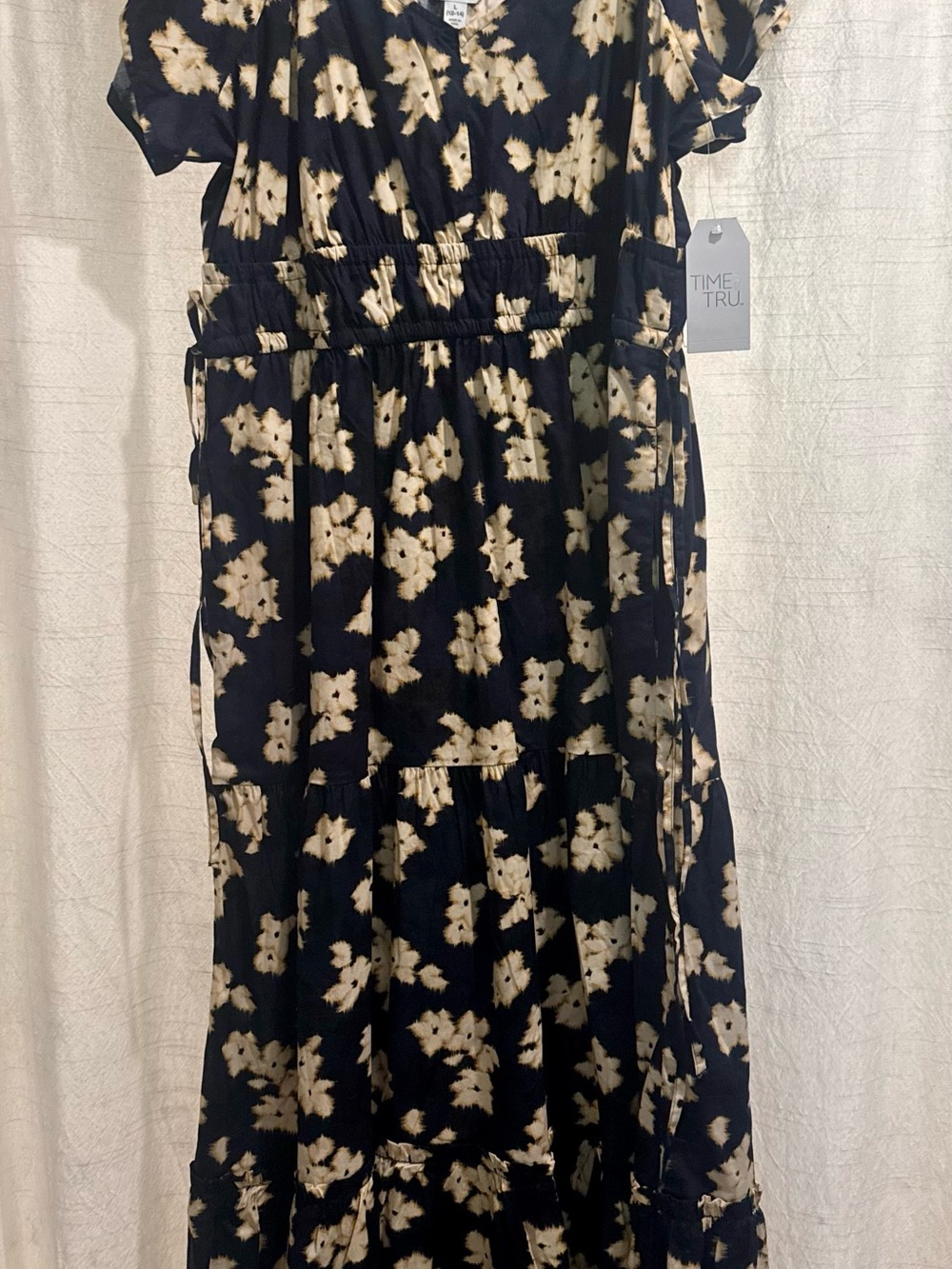 Time and Tru Black Floral Tiered Maxi Dress